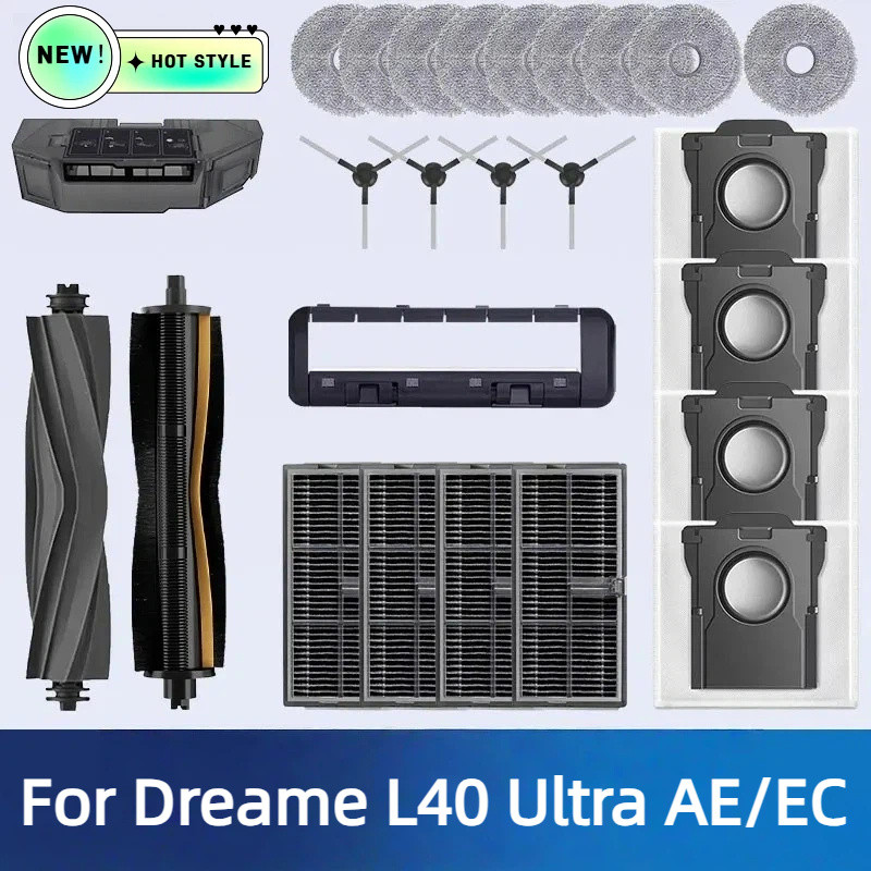 Para Dreame L40 Ultra AE/CE D20 Ultra Robô Aspirador De Pó De Reposição Escova Lateral Principal Mop Saco Filtro
