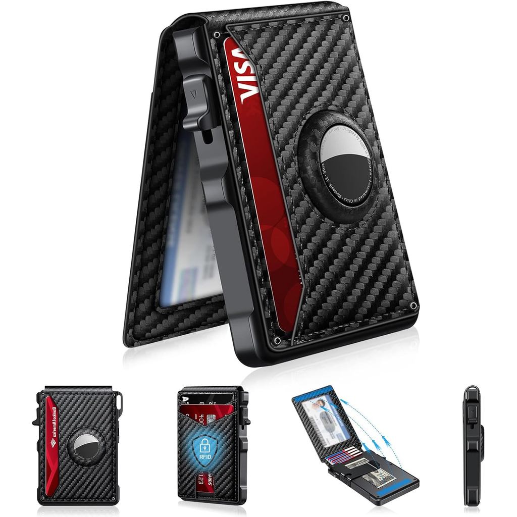 Carteira Airtag para Homens, Carteira Inteligente Masculina para Air Tag com Blo