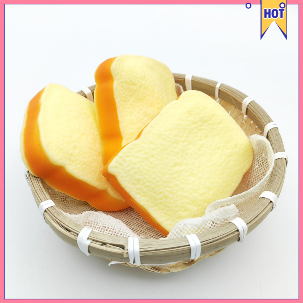 1 or 2 Pcs Simulated Toast Stress Relief Toy – Soft Squeeze Bread Fidget for Kids Teens Adults Cute Fake Food Squishy
