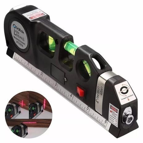 Nível Laser Profissional Trena Level Pro3 2.5m 3 Estágios Nivelador com Régua e Baterias AL-2656