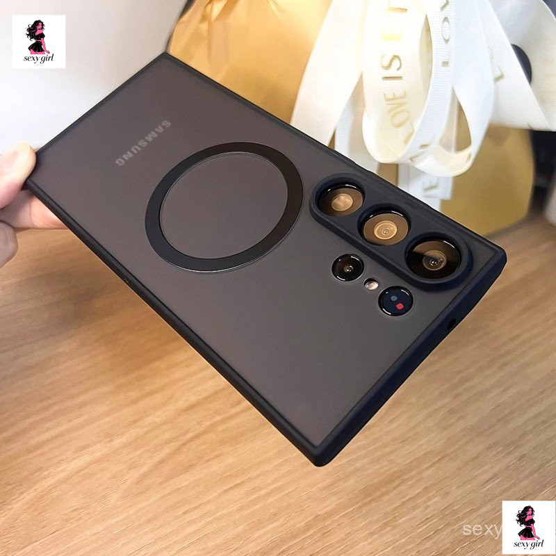 Capa de Telefone de Silicone Fosco de Luxo, Compatível com Samsung Galaxy S24 S23 FE S23 S22 S21 Ultra Plus, Magnética T