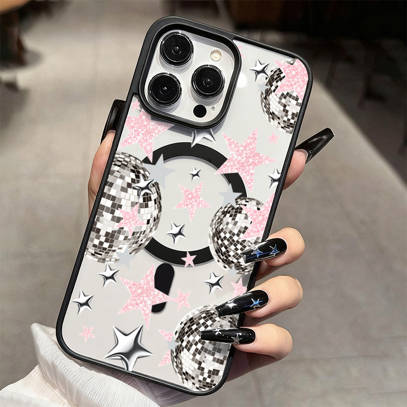 Capa De Telefone Para Samsung Galaxy A06 A16 A26 A36 A54 A55 A56 A57 A35 A07 A17 A37 Bola De Discoteca Glitter Estrela T