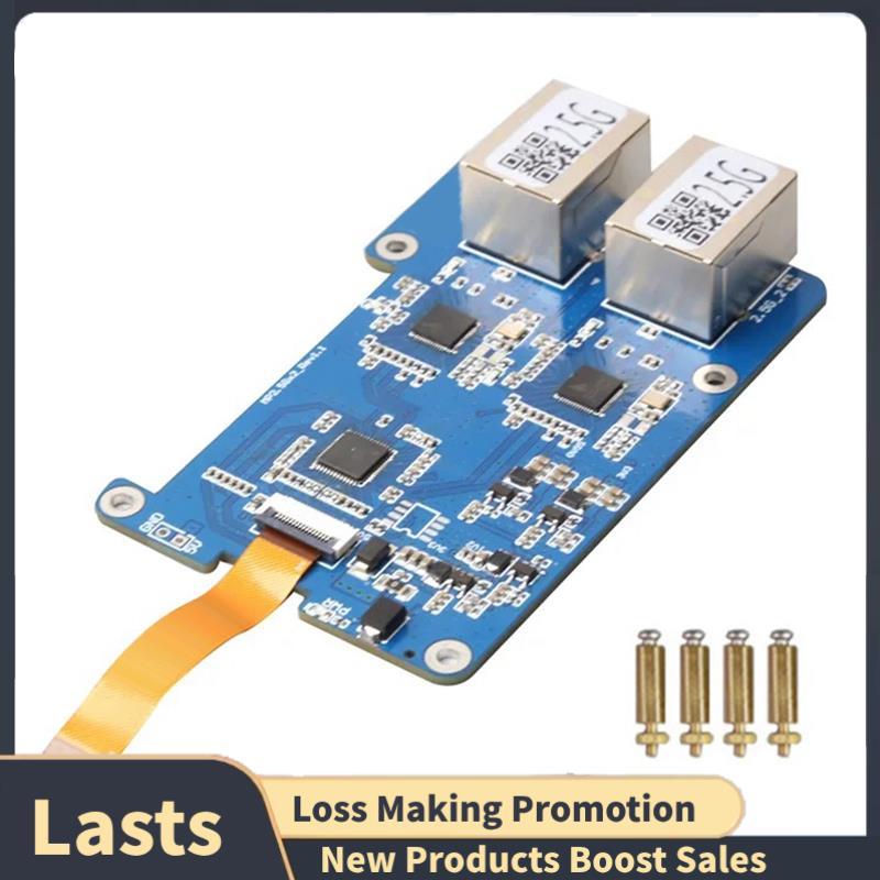 MP2.5GD Para Rasbperry Pi 5 PCIE Dual 2.5G Ethernet HAT RTL8125 Placa De Expansão Azul PCB Acessórios De Computador Supo