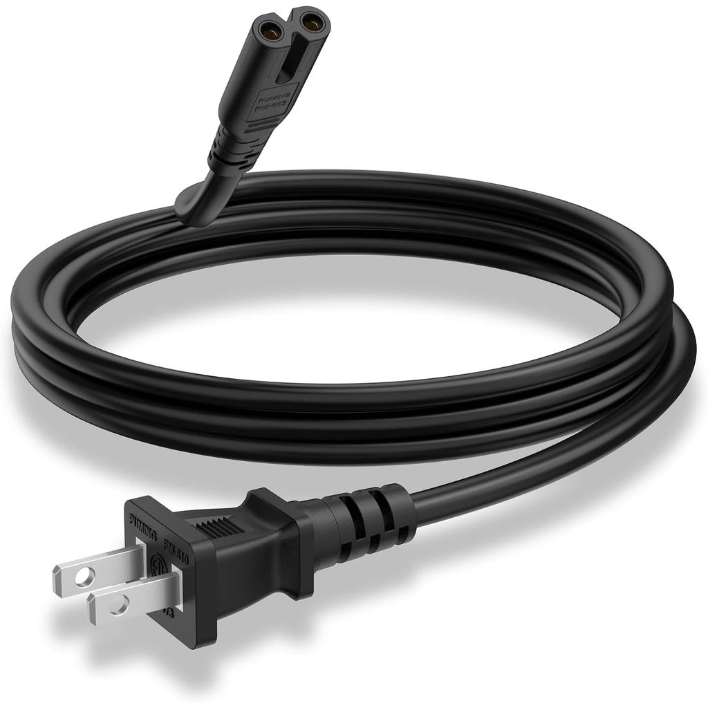 Cabo de alimentação para TV com 2 pinos compatível com Samsung, LG, TCL, Sony, A