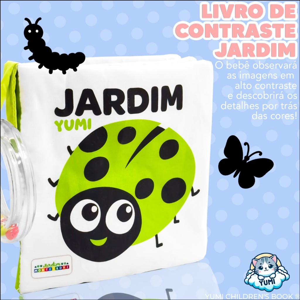 Livro De Pano Macio Para Bebês Alto-contraste Jardim Sensorial Bebê Chocalho 0 A 6 Meses Montessori · foto 2