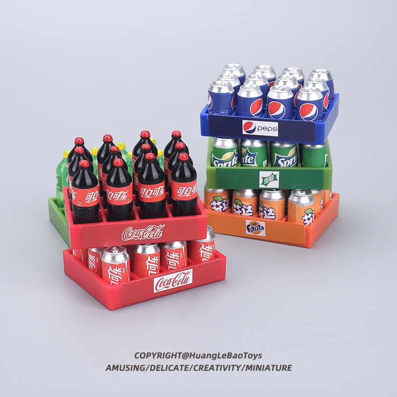 Brinquedos de comida em miniatura Mini dúzia de Cola pequena garrafa de bebida modelo jogar casa supermercado cena decor