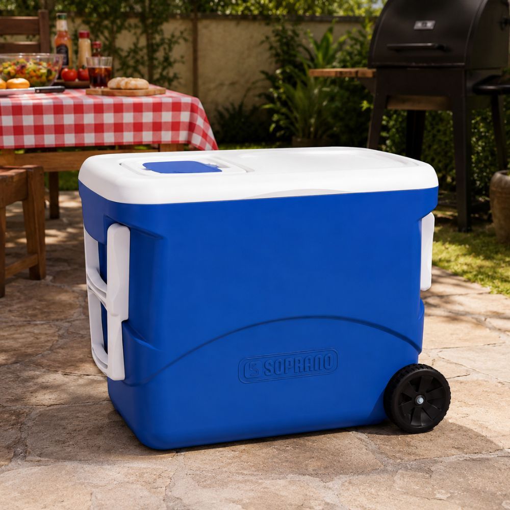 Caixa Térmica Tropical Plus Soprano Com Rodas 50L Azul Para Bebidas até 68 Latas de 350ml — imagem 2 de 2