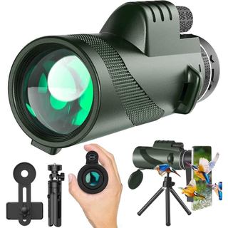 Telescópio Monocular 80x100 HGH, Monóculos de Alta Definição para Adultos, Alta Potência com Prisma HD BAK4, Adaptador p