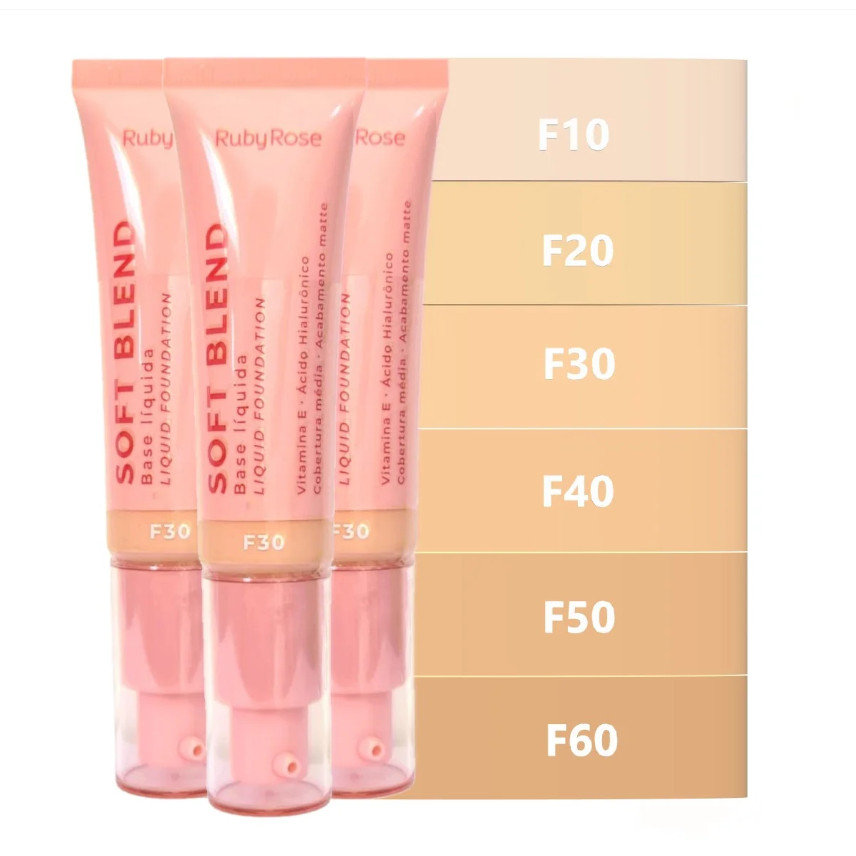 Base Líquida Ruby Rose Soft Blend HB‑M301 Maquiagem Longa Duração