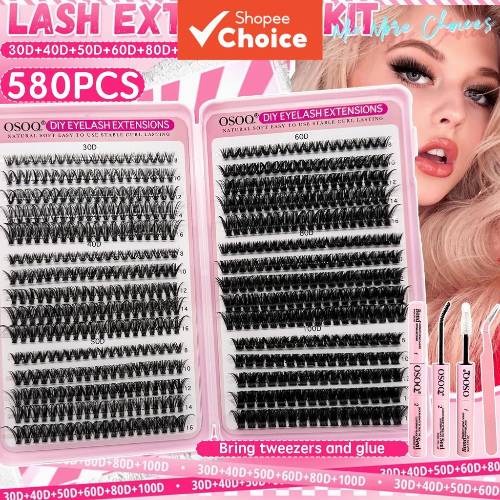 Diy Kit De Cílios Fofos 580 Clusters 30d-100d Individual Com Pinça De Cola De Vedação De Ligação Acessórios De Maquiagem
