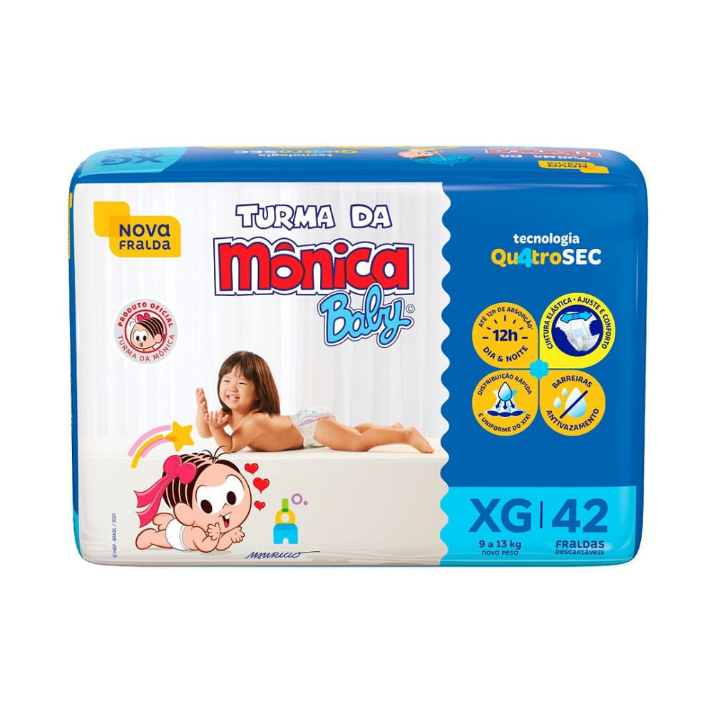 Fralda Descartável Turma da Mônica Baby Mega XG 42 Unidades