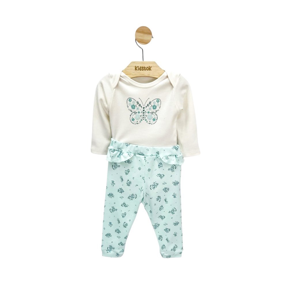 Conjunto Bebê Menina Body e Mijão Suedine Borboleta - Kiko Baby