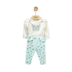 Conjunto Bebê Menina Body e Mijão Suedine Borboleta - Kiko Baby