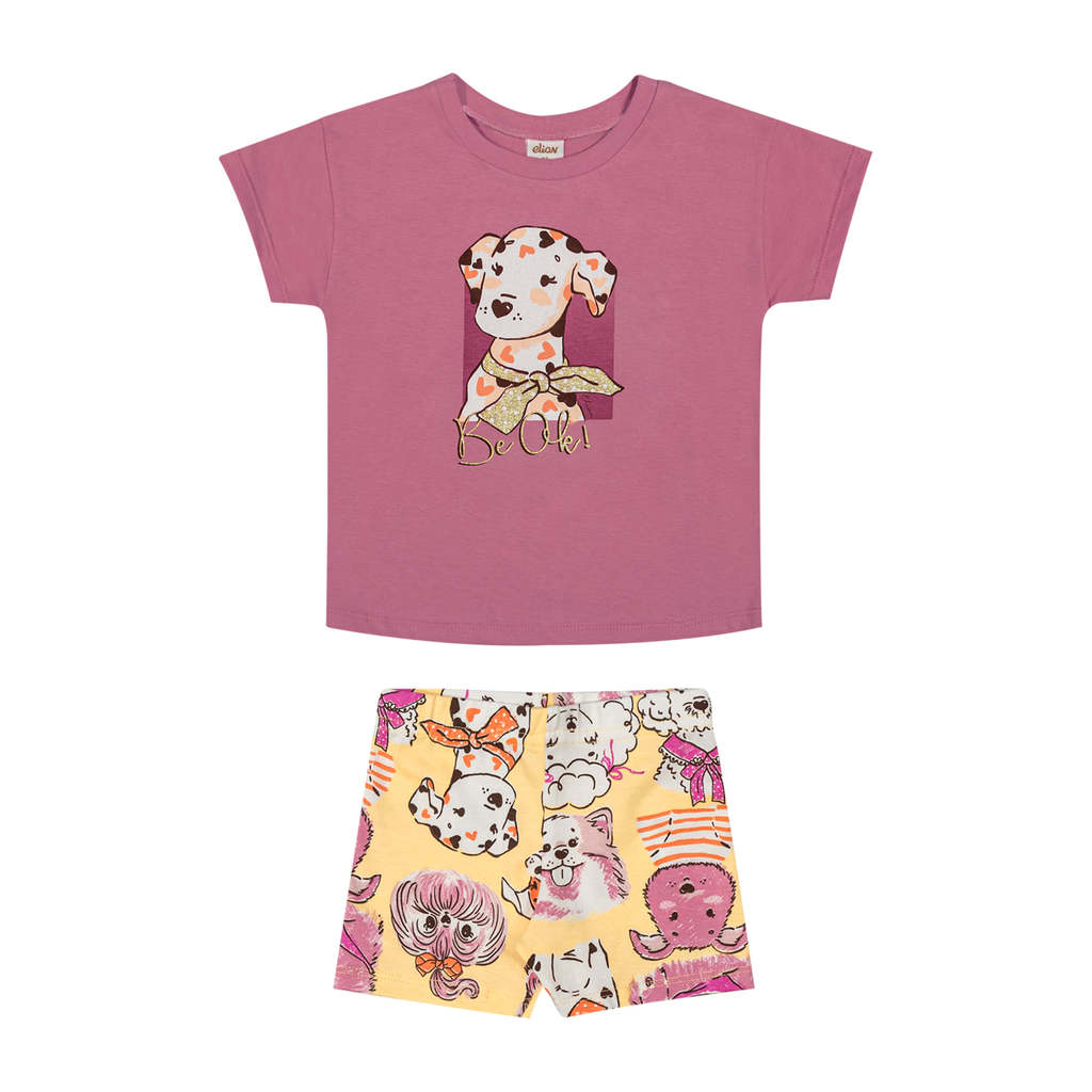 Conjunto Infantil Menina Dálmata Brilho Elian Rosa