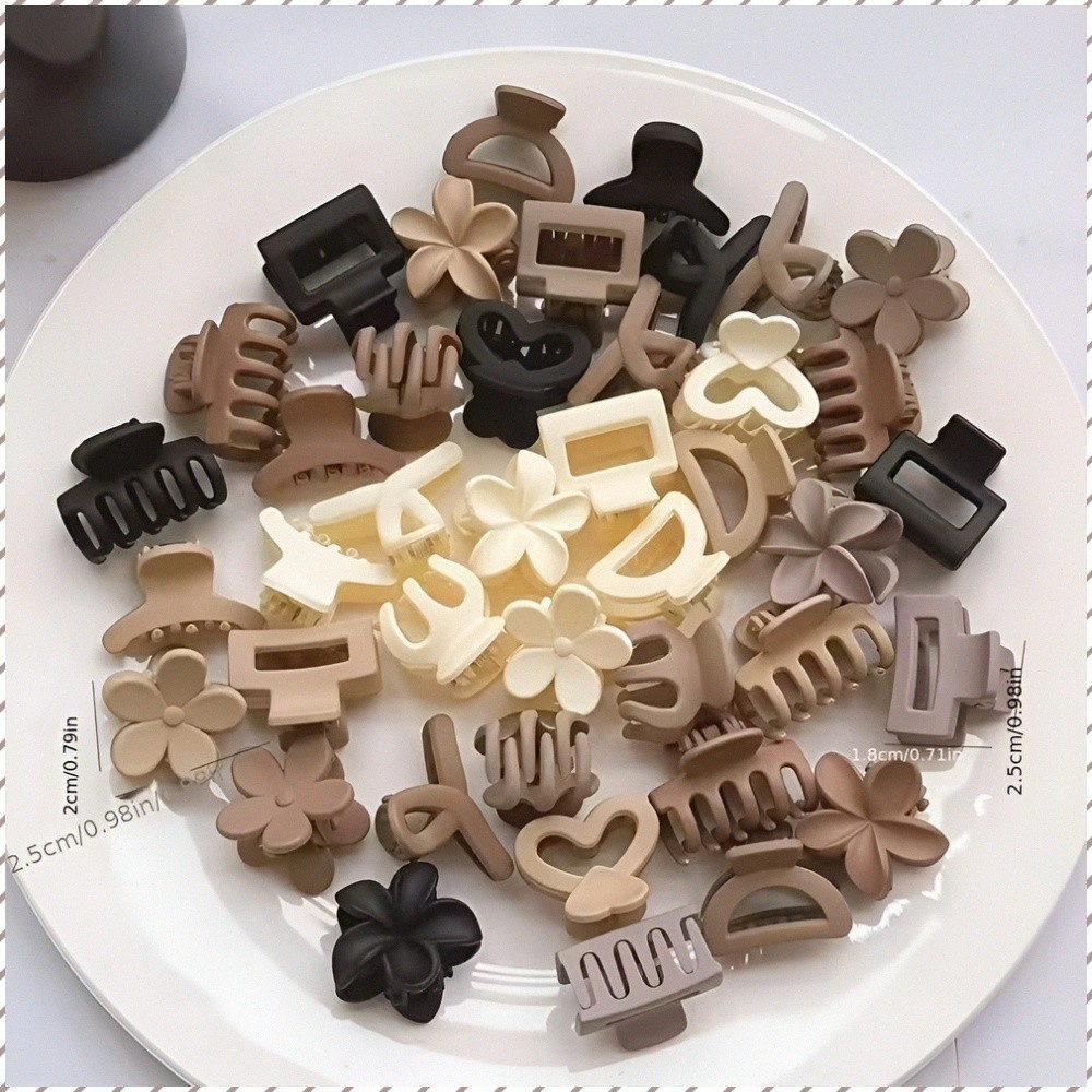 30 Mini Presilhas Decorativas Sortidas Modernas - Pacote Minimalista Acessório Cabelo Feminino Plástico Cores Mistas Pen