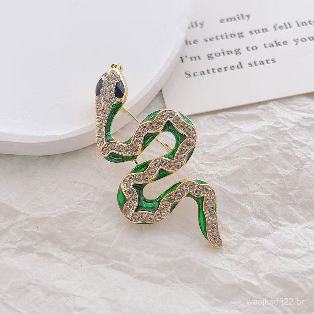 Broche de cobra verde diamante acessórios de roupas Premium-pino para ocasiões de férias | Presente feminino