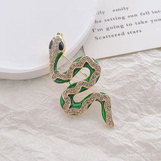 Broche de cobra verde diamante acessórios de roupas Premium-pino para ocasiões de férias | Presente feminino