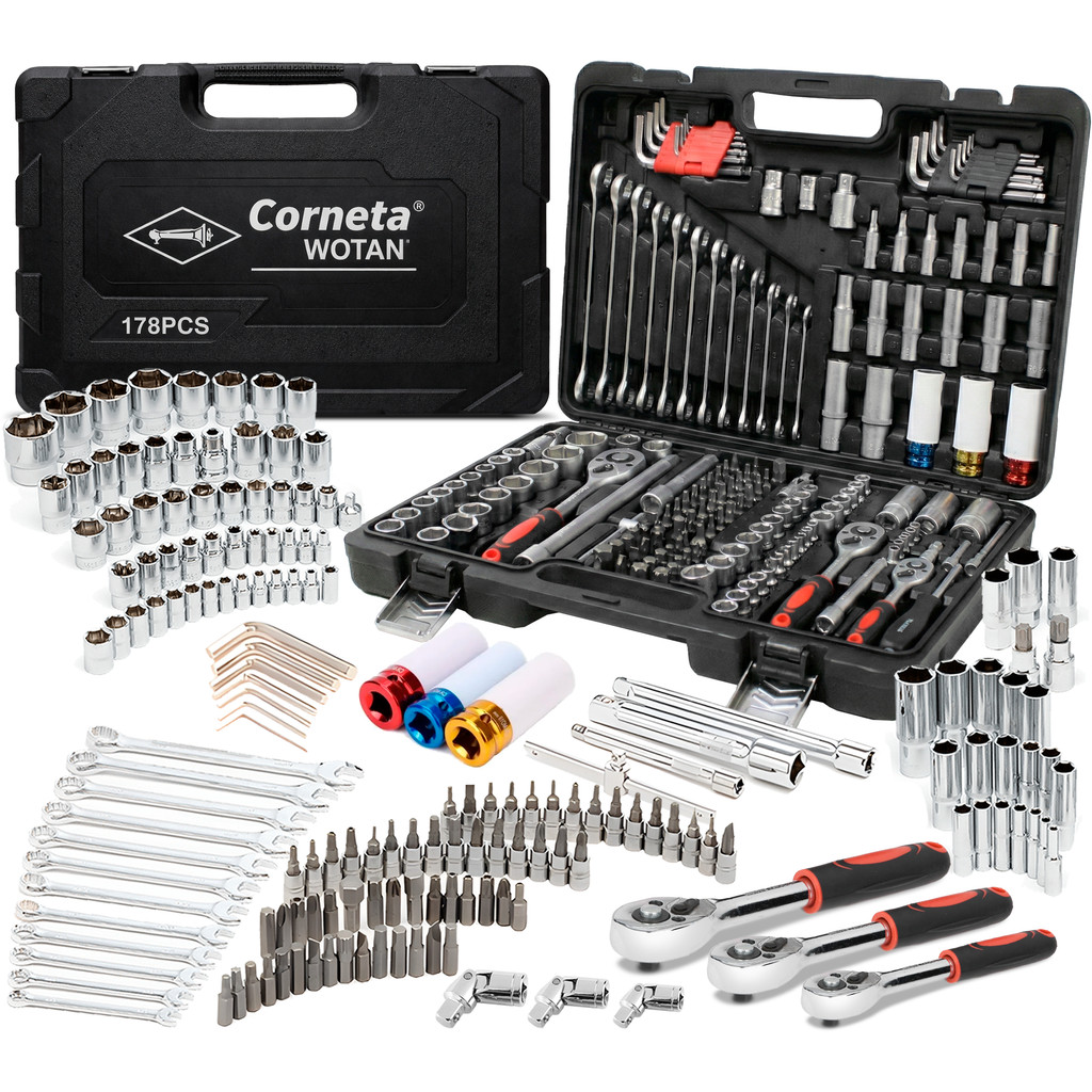 Kit Jogo Maleta De Ferramentas 178 Peças Cromo Vanádio - Corneta