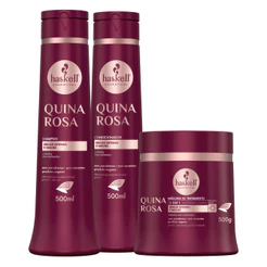 Kit Quina Rosa Haskell 500ml – Shampoo, Condicionador e Máscara