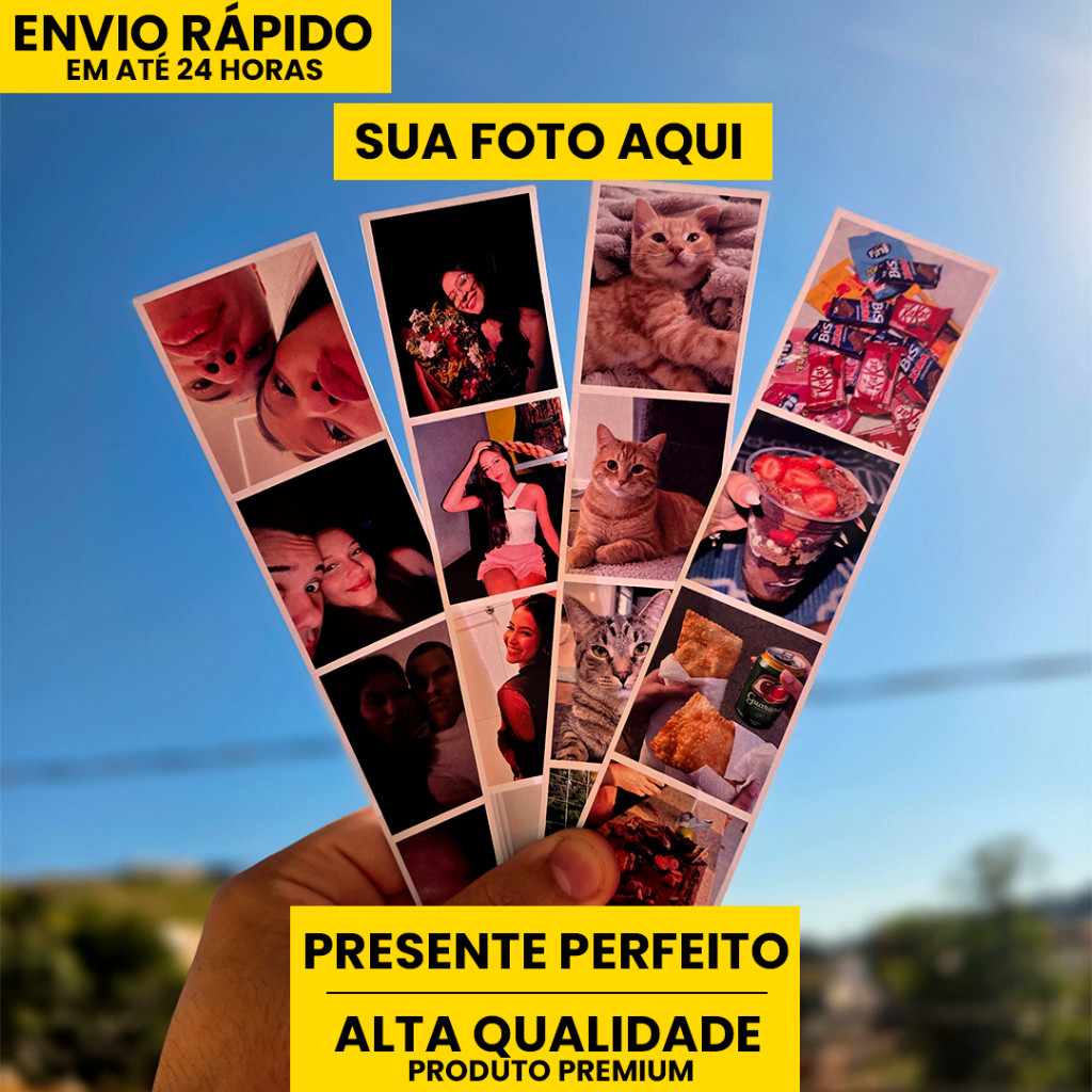Tirinhas de Fotos Personalizadas Estilo Cabine Alta Qualidade - Envio Rápido 24h
