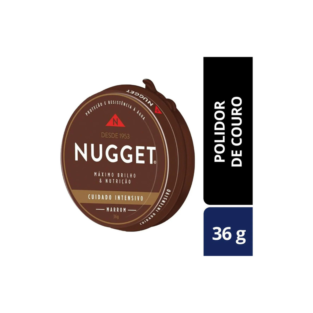 Nugget Graxa Sapato Polidor Lata 36g Em Pasta Cor Marrom