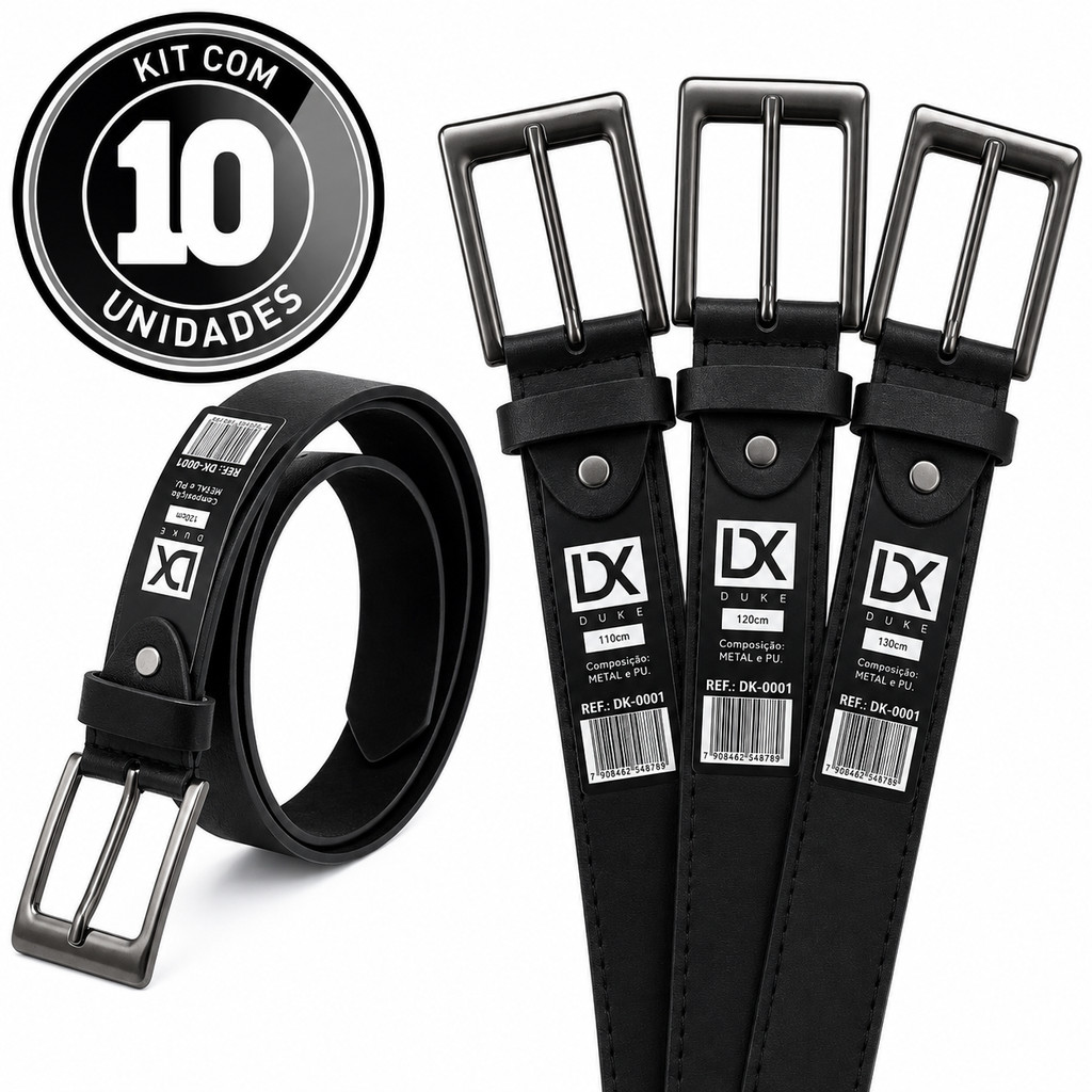 Kit 10 peças sortido cinto masculino social preto ou marrom  adulto couro sintético casamento