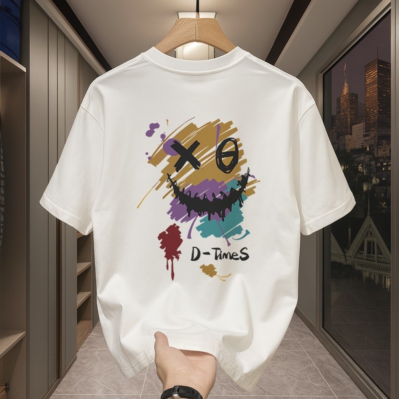 Camiseta Com Estampa Streetwear Oversized 100% Algodão,Respirável,Unissex C240