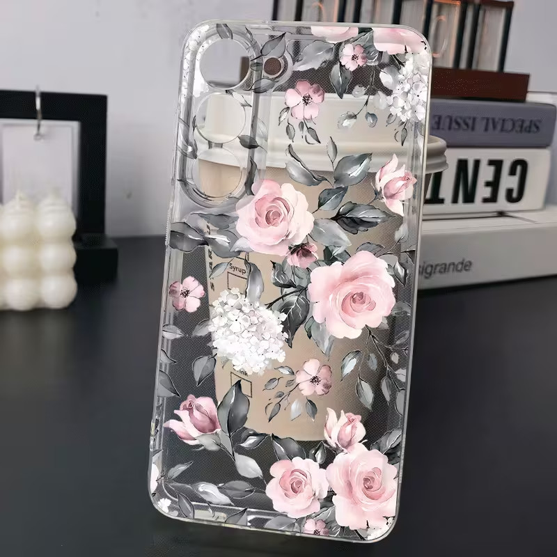 Capinha Capa Para MOTO G04 G13 G14 G15 G20 G22 G32 G34 G35 G60 G84 Transparente À Prova de Choque Floral retrô