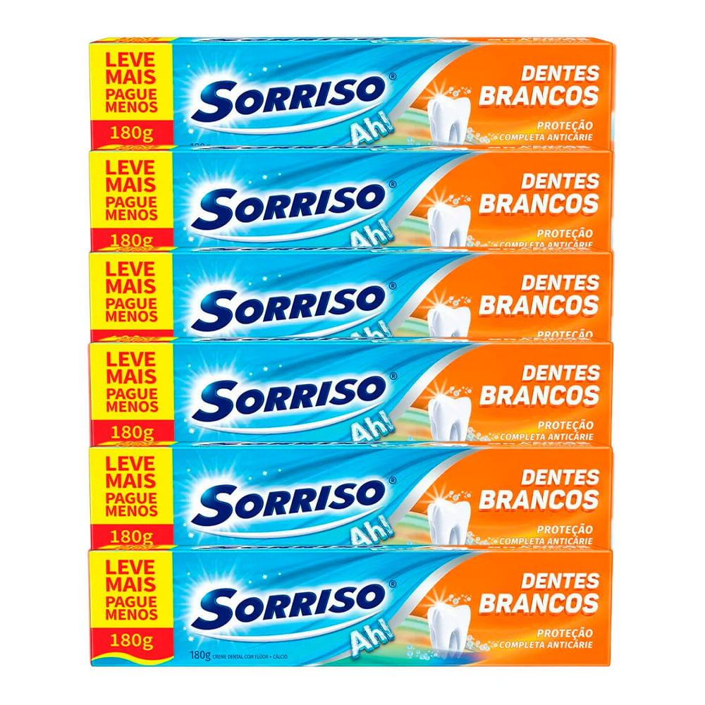 Kit Creme Dental Sorriso Dentes Brancos 180g 6 Unidades