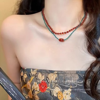 Retro estilo chinês frisado costura colar feminino luz luxo nicho requintado pedra Natural clavícula corrente acessórios