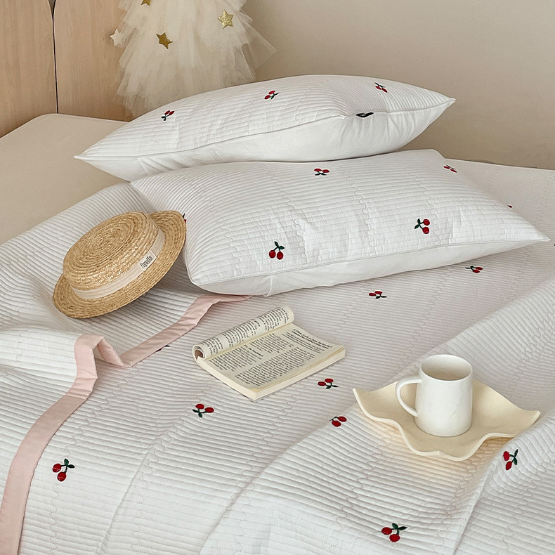 Classe A Novo Estilo Dupla Face Puro Algodão Acolchoado Capa de Cama Peça Única Menina Coração Bonito Cereja Lençol Espe