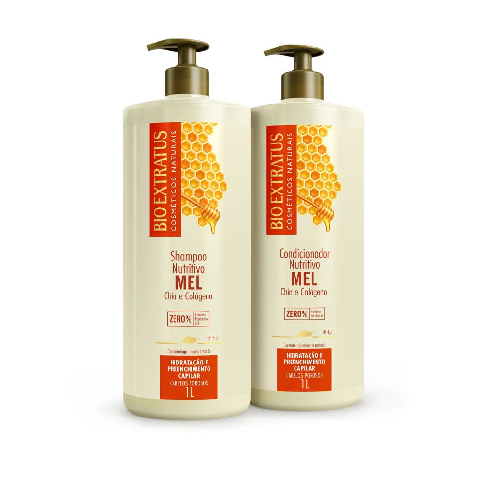 Kit Shampoo + Condicionador Bio Extratus Mel 1L