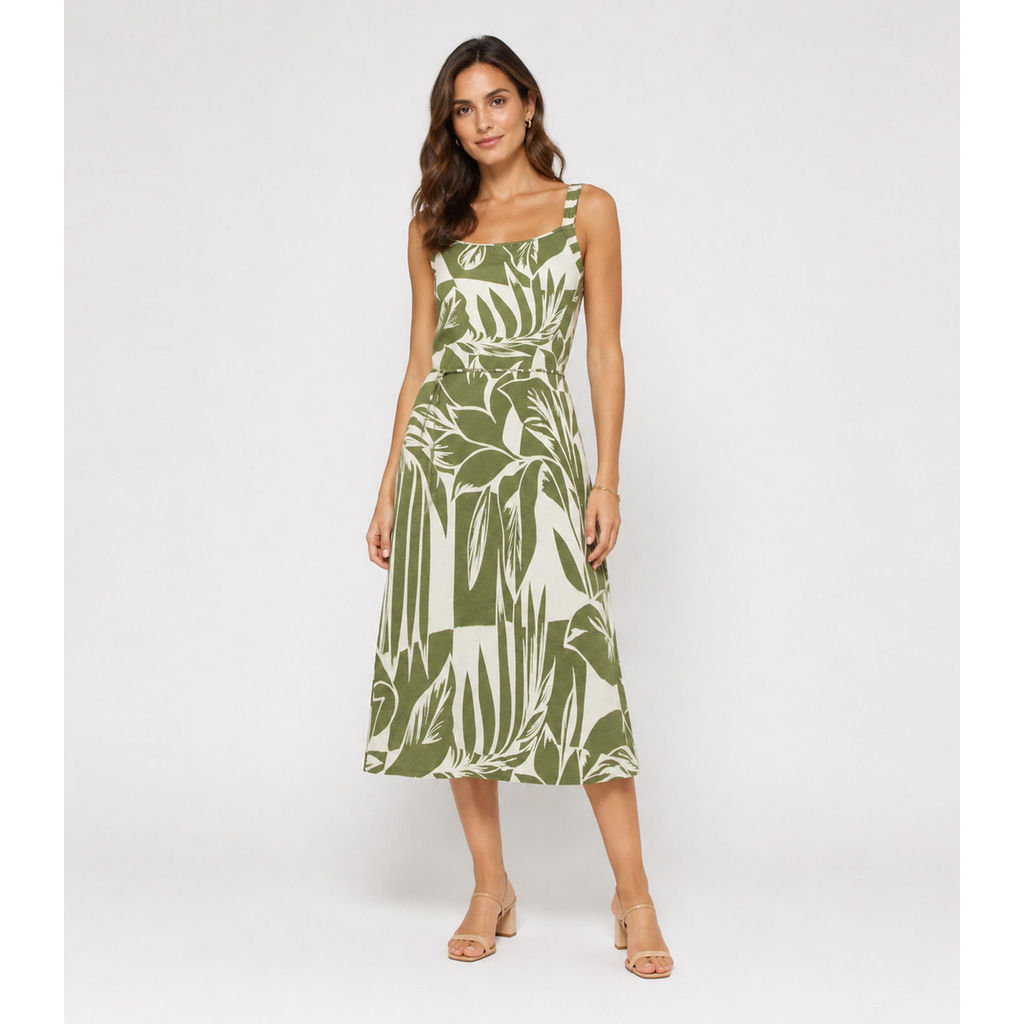Vestido Feminino Midi Visco Premiere Infinita Cor Verde
