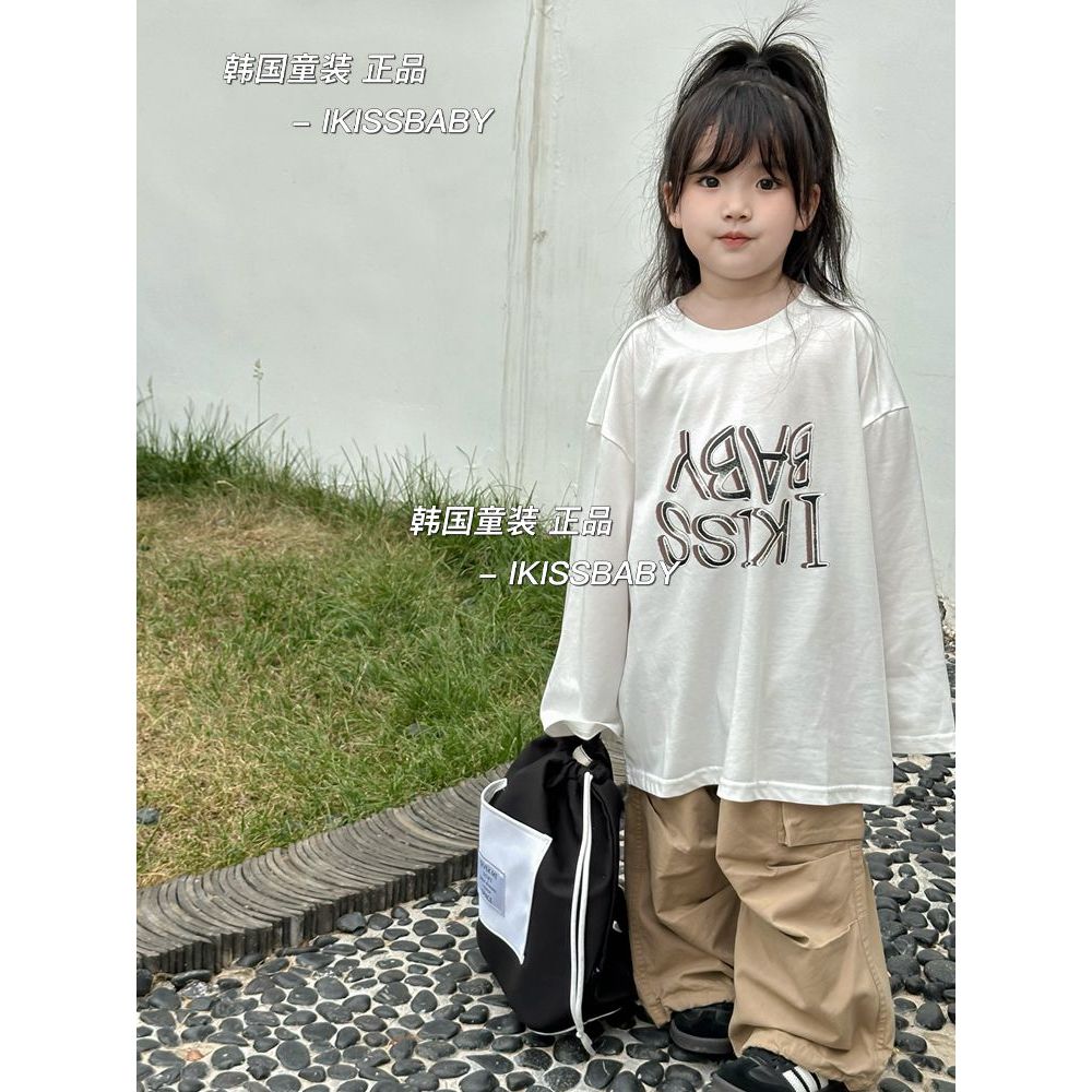 IKISSBABY Street Wear meninos meninas Bora bora2026 coreano crianças roupas primavera novo estilo pai-filho camiseta de 