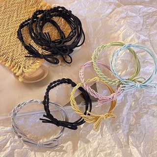 Laço de cabelo fofo tecido à mão cor Macaron estilo Mori laço de cabelo doce laço de cabelo elástico alto