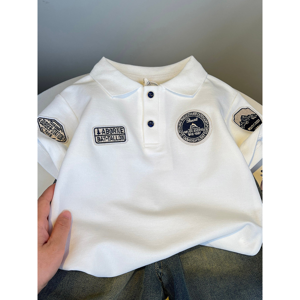 Crianças camisa polo verão meninos fino algodão de manga curta camiseta meninos verão estilo coreano bonito legal camise
