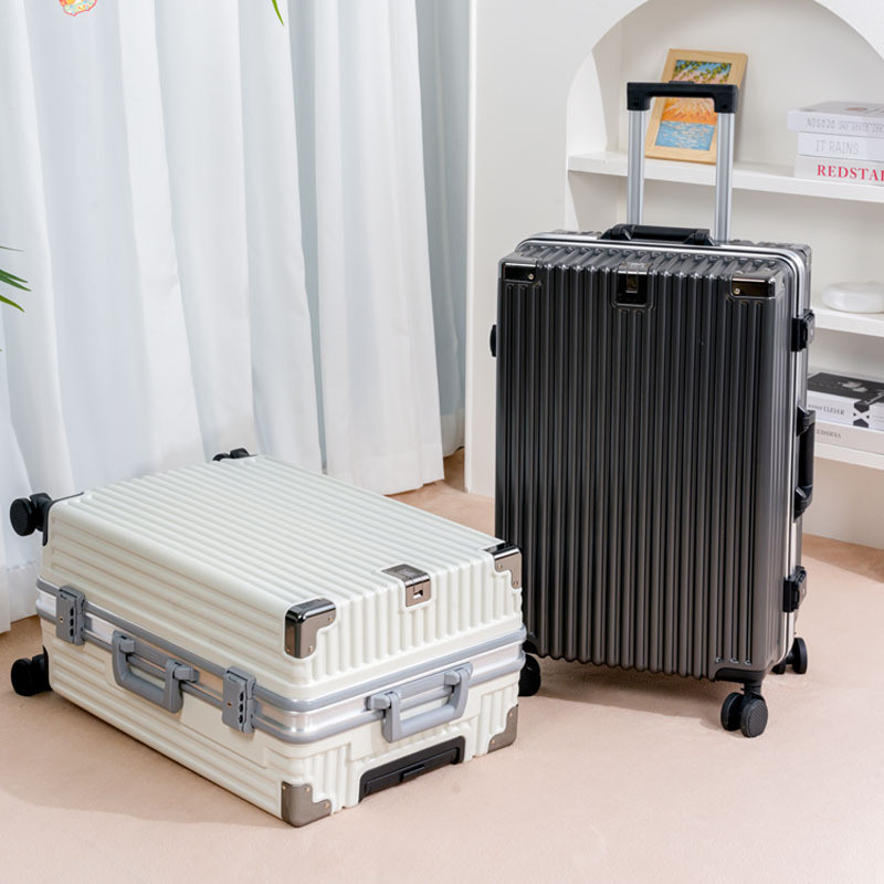 Bagagem feminina 2026 novo estilo trole caso embarque 67cm 24 grande capacidade quadro de alumínio viagem senha bagagem