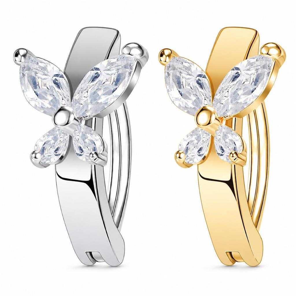 KIT 1/2/3 Piercing de Umbigo Argola Prata Dourado Minimalista com Zircônia Pequena Aço Cirúrgico 316L