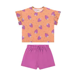 Conjunto Infantil Menina Mangas Com Babados Elian Laranja