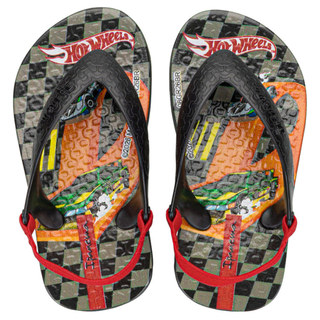 Chinelo Hot Wheels Carros Preto Vermelho Baby Elástico Dedo Ipanema 27639