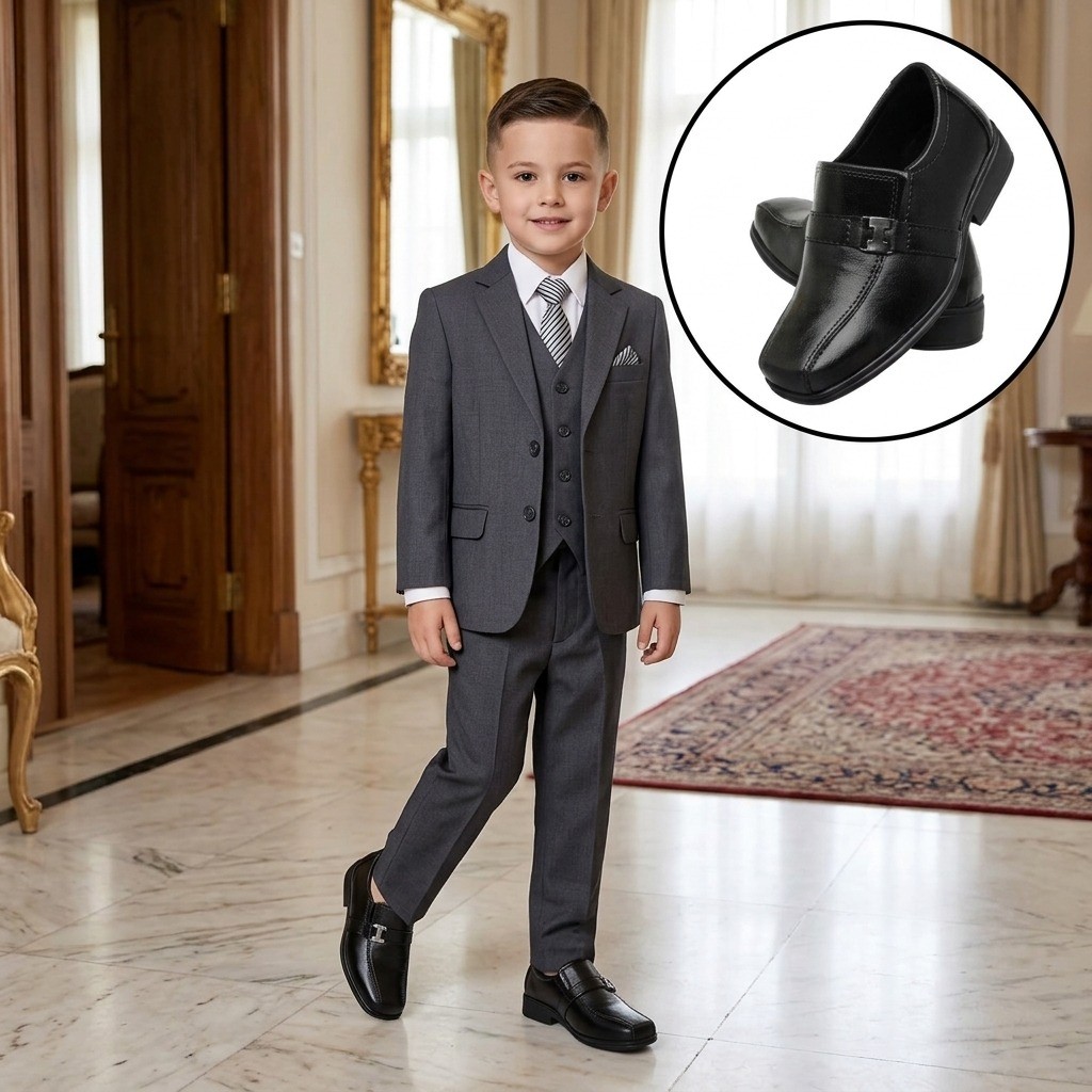 Sapato Social Infantil Masculino Preto Menino para Casamento Festa Formatura Clássico Confortável 21 ao 36