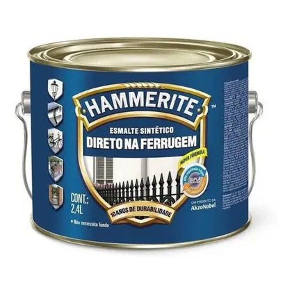 TINTA ESMALTE CORAL HAMMERITE 2.4L BRILHANTE DIRETO NA FERRUGEM