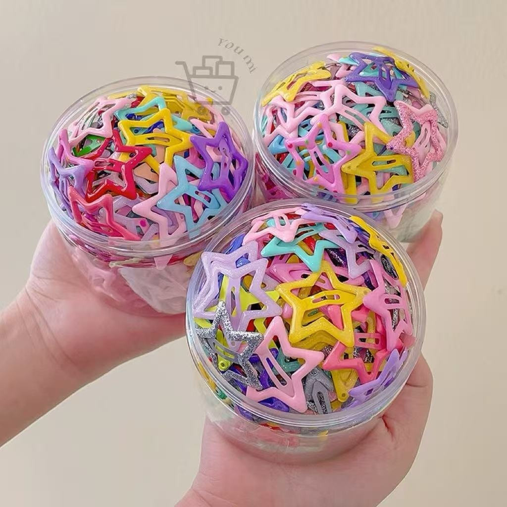 KIT Conjunto de 50 peças de presilhas de cabelo em formato de estrela, coloridas e fofas, adequadas para meninas, acessó