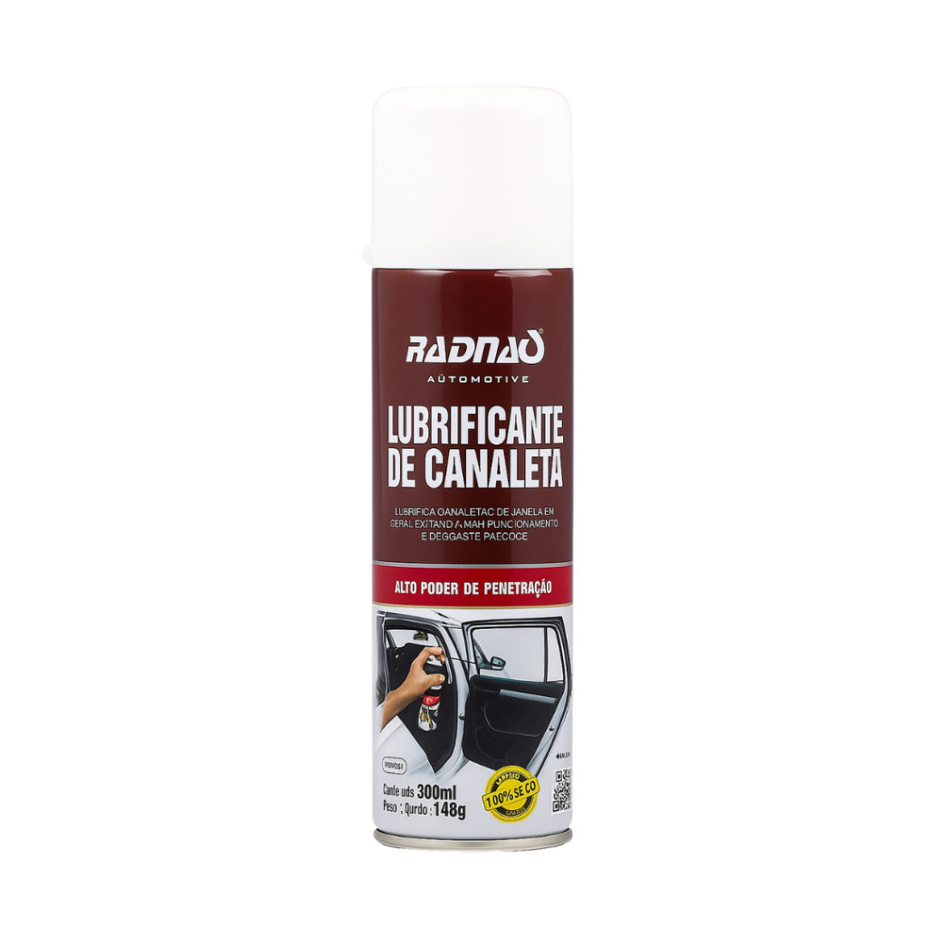 Silicone Spray Radnaq 300ml Lubrificante Para Canaleta de Vidro Elétrico Automotivo e Borrachas do Carro