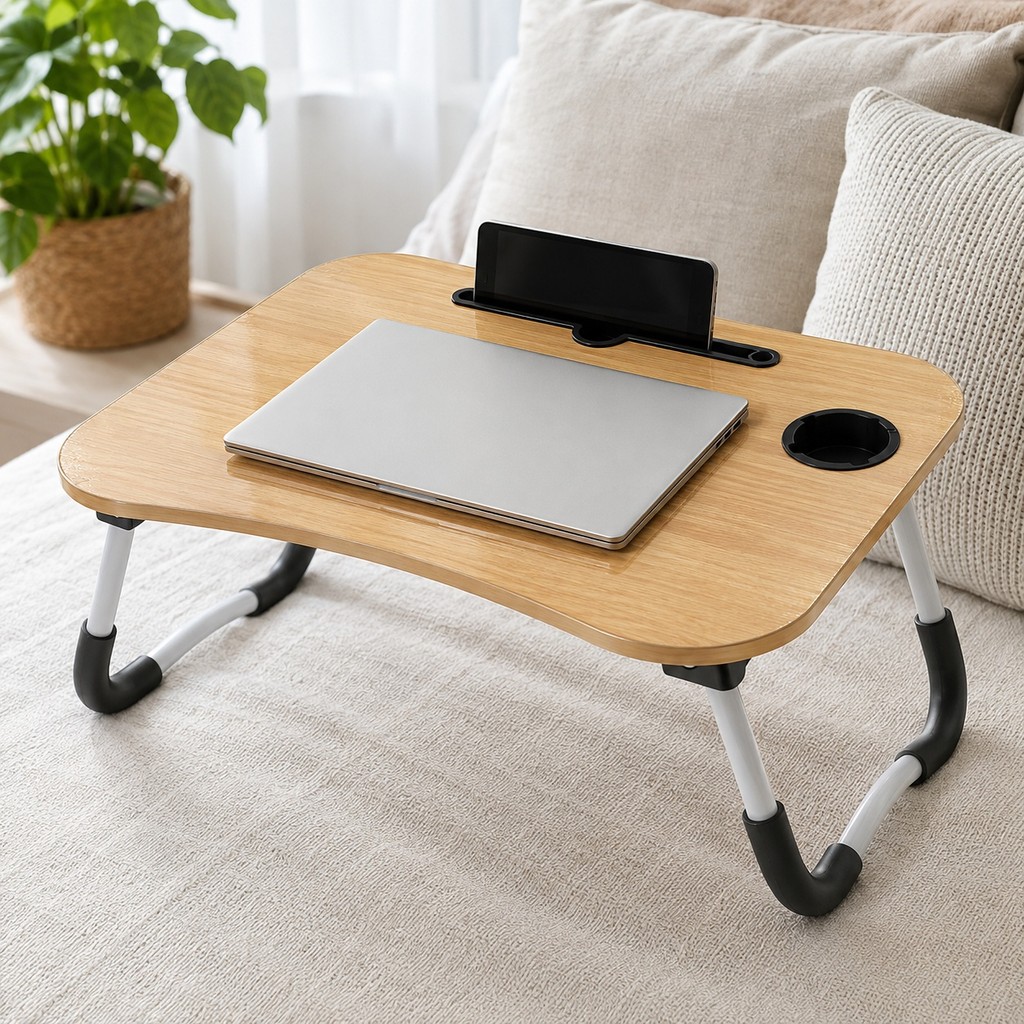 Mesa Dobrável para Notebook Cama Sofá com Porta Copo Suporte Celular Tablet Multiuso Portátil Café da Manha Na Cama