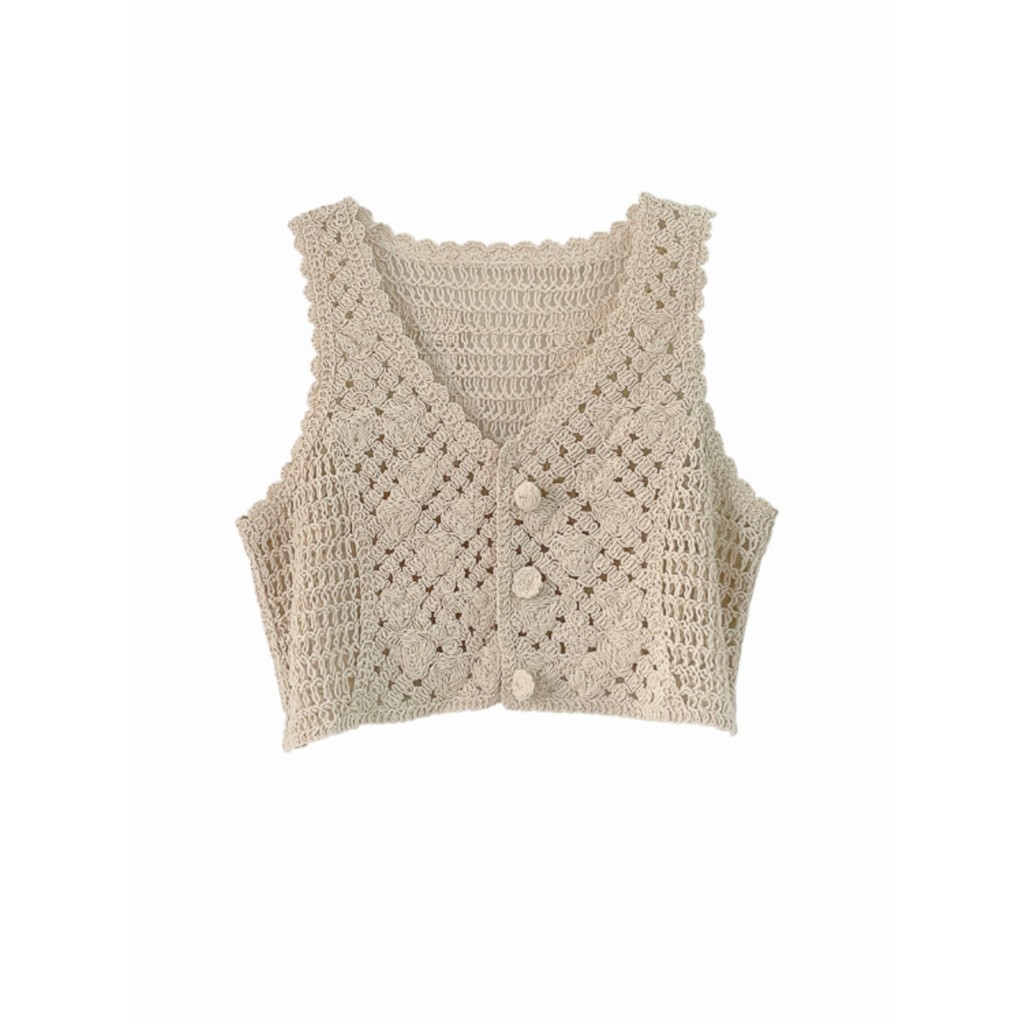 Colete pequeno feminino outono exterior curto sem mangas oco xale colete All-Match colete feminino Cardigan jaqueta pequ