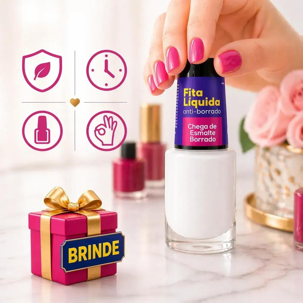 Fita Líquida Anti Borrão Para Unhas Nunca Mais Esmalte Borrado Manicure Cora