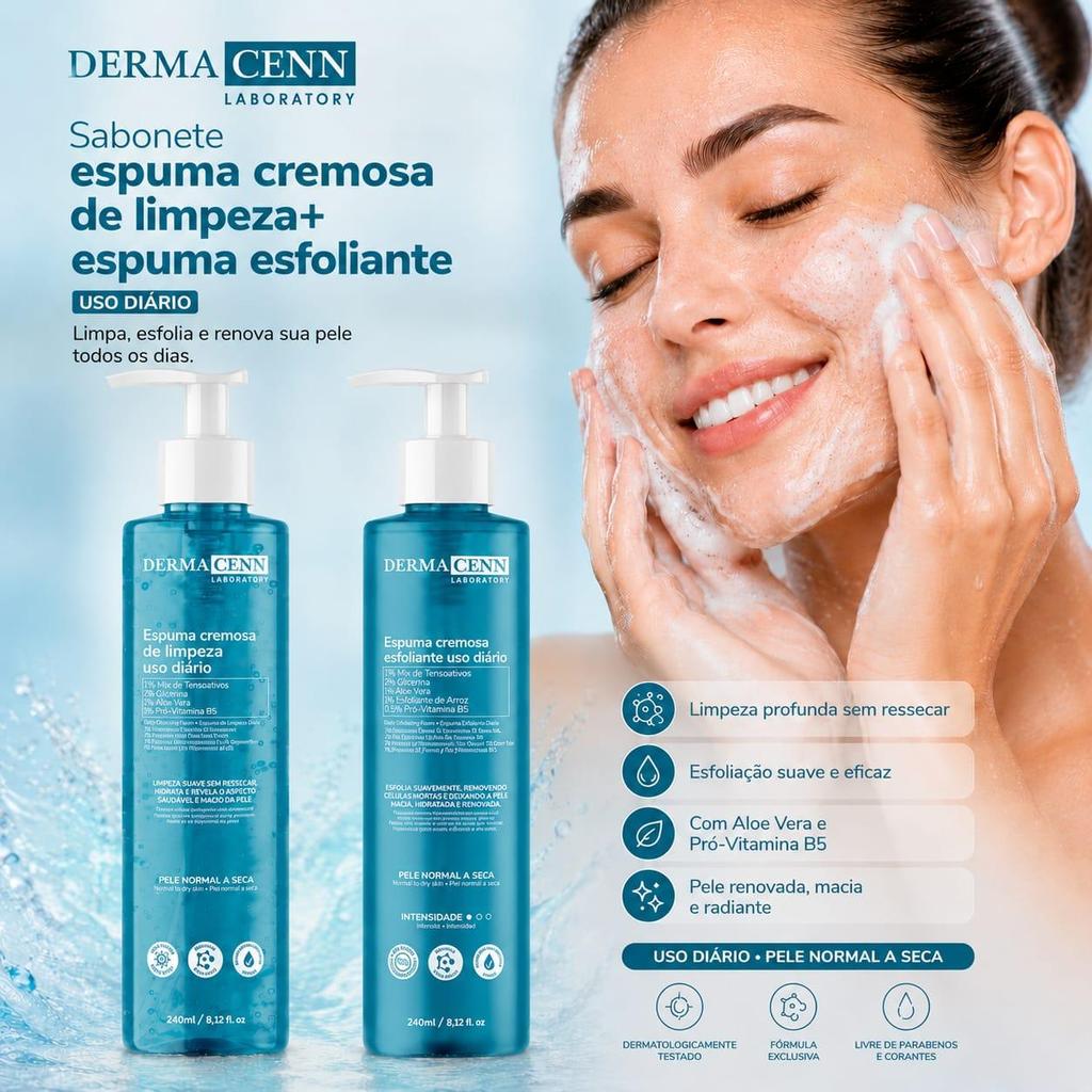 Kit ou Unitário Espuma Cremosa De Limpeza + Espuma Esfoliante Dermachem