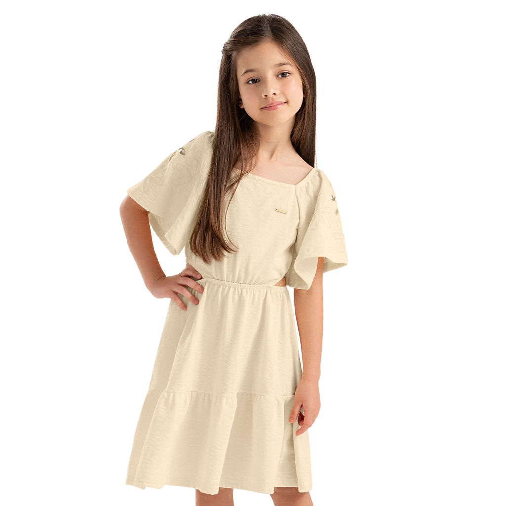 Vestido Infantil Menina Bordado Floral Colorittá Amarelo