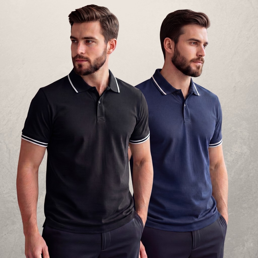 Kit 2 Camisa Polo Masculina 100% Algodão Conforto e Estilo Tecido Fio 30